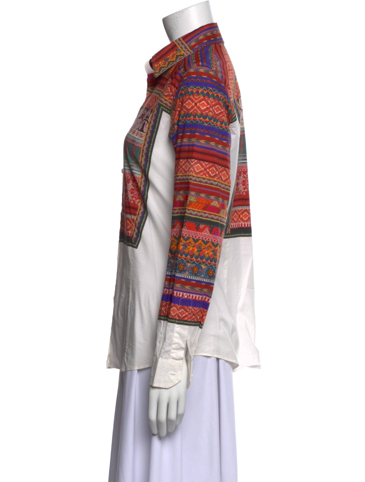 Etro Printed Long Sleeve Button-Up Top